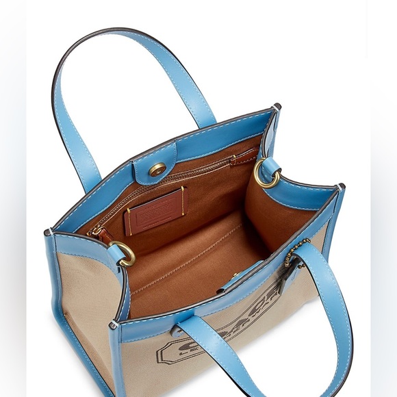 🆕 Coach Canvas & Leather Field Tote- color is Pool canvas - Picture 5 of 6
